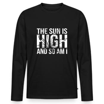 Le soleil est haut et moi aussi - T-shirt manches longues Premium bio Homme - noir - Devant - Nico (187cm)