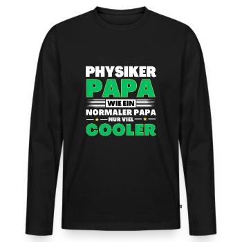 Physiker Papa wie ein normaler nur viel cooler - Männer Premium Bio Langarmshirt - Schwarz - Vorne - Nico (187cm)