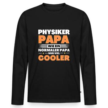 Physiker Papa wie ein normaler nur viel cooler - Männer Premium Bio Langarmshirt - Schwarz - Vorne - Nico (187cm)
