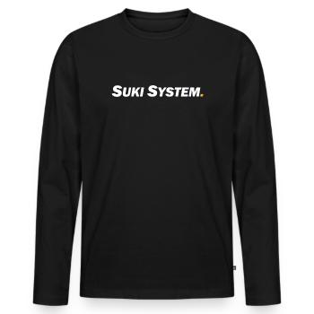 Système Suki - T-shirt manches longues Premium bio Homme - noir - Devant - Nico (187cm)