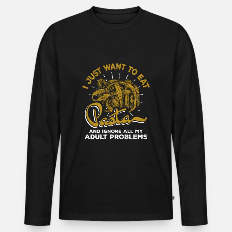 Pasta Nudeln - Männer Premium Bio Langarmshirt - Schwarz