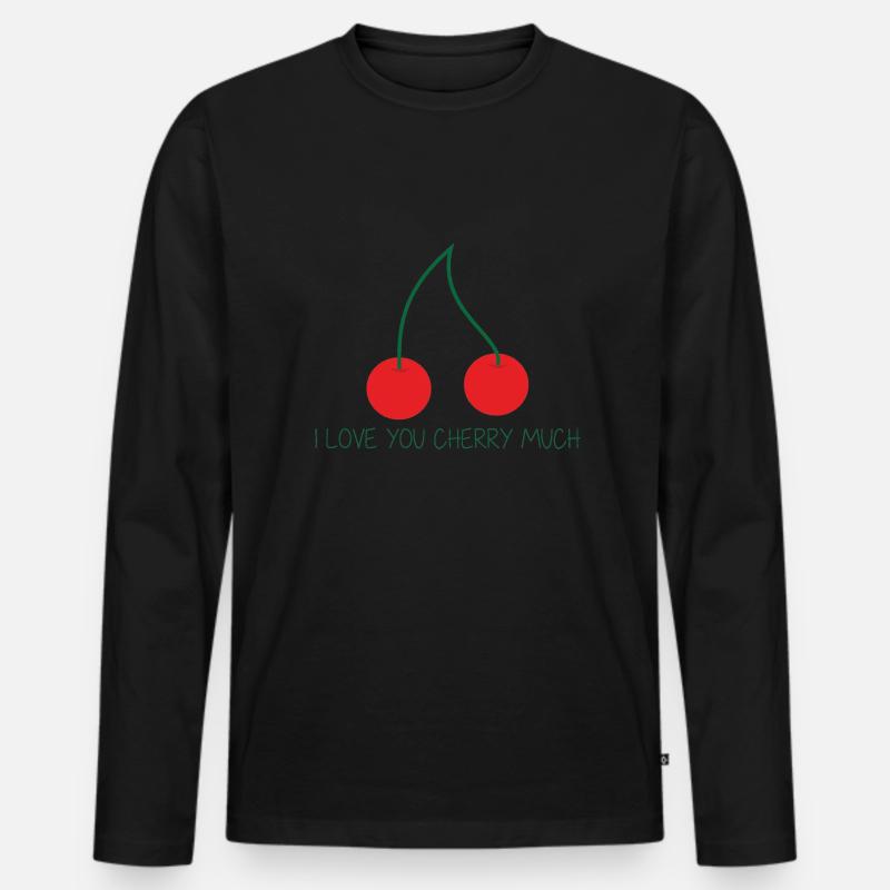 I love u cherry much - Männer Premium Bio Langarmshirt - Schwarz