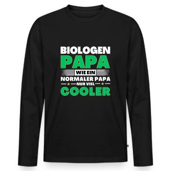 Biologen Papa wie ein normaler nur viel cooler - Männer Premium Bio Langarmshirt - Schwarz - Vorne - Nico (187cm)