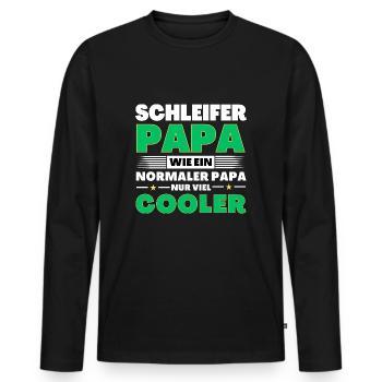Schleifer Papa wie ein normaler nur viel cooler - Männer Premium Bio Langarmshirt - Schwarz - Vorne - Nico (187cm)