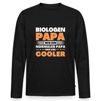 Biologen Papa wie ein normaler nur viel cooler - Männer Premium Bio Langarmshirt - Schwarz - Vorne - Nico (187cm)