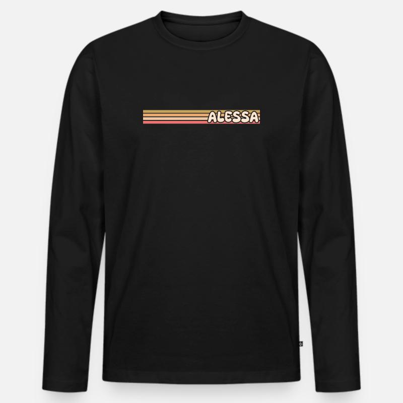 Alessa als Maennername - Männer Premium Bio Langarmshirt - Schwarz