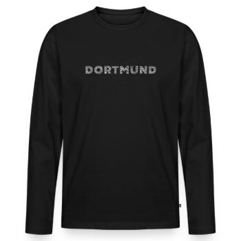 Dortmund Deutsche Stadt NRW schraffur Schriftzug - Männer Premium Bio Langarmshirt - Schwarz - Vorne - Nico (187cm)