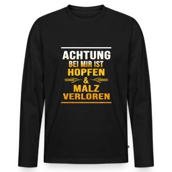 Beer Beer Ologist Toast Beer Garden Morning Pint - Men's Premium Organic Long Sleeve Shirt - black - Front - Nico (187cm)