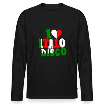 Ich liebe Italo Disco Hemd - Männer Premium Bio Langarmshirt - Schwarz - Vorne - Nico (187cm)