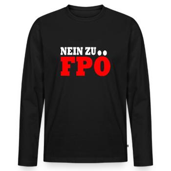 Non à fpö - T-shirt manches longues Premium bio Homme - noir - Devant - Nico (187cm)
