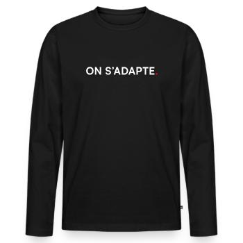 WE ADAPT. Design Minimal Motivation - Men's Premium Organic Long Sleeve Shirt - black - Front - Nico (187cm)