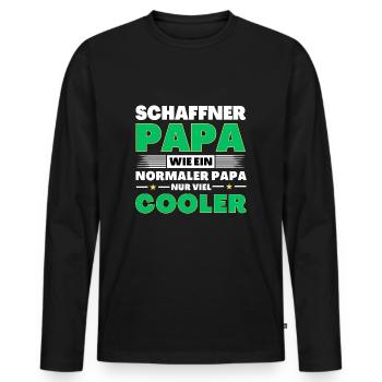 Schaffner Papa wie ein normaler nur viel cooler - Männer Premium Bio Langarmshirt - Schwarz - Vorne - Nico (187cm)