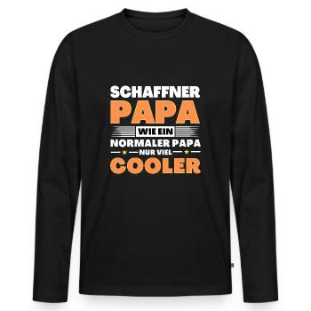 Schaffner Papa wie ein normaler nur viel cooler - Männer Premium Bio Langarmshirt - Schwarz - Vorne - Nico (187cm)