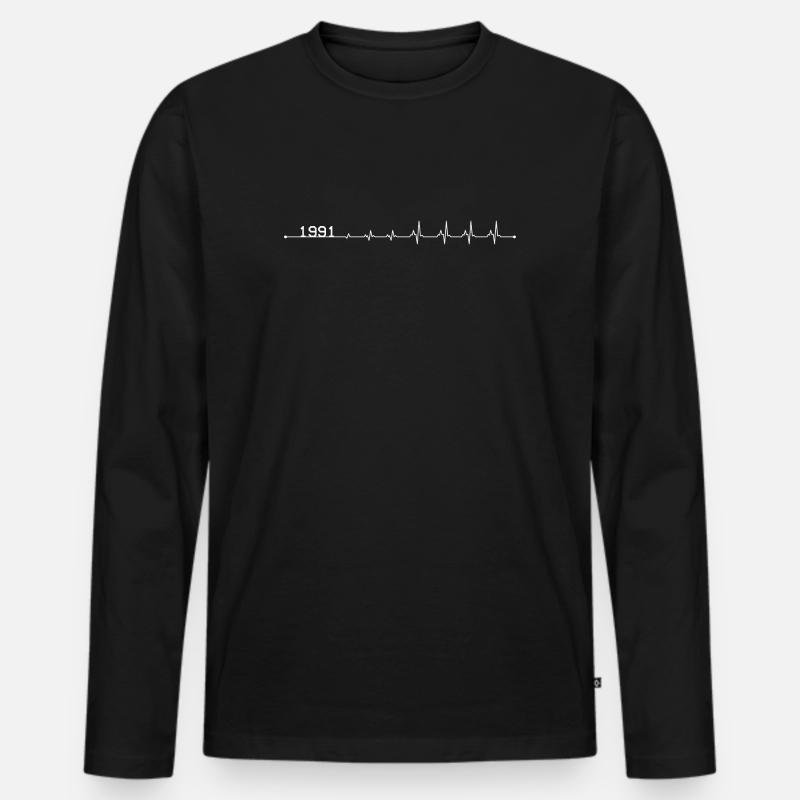Der Beat von 1991 - Männer Premium Bio Langarmshirt - Schwarz