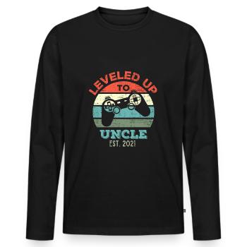 Level Up To Uncle Gamer Zocken New Uncle - Men's Premium Organic Long Sleeve Shirt - black - Front - Nico (187cm)