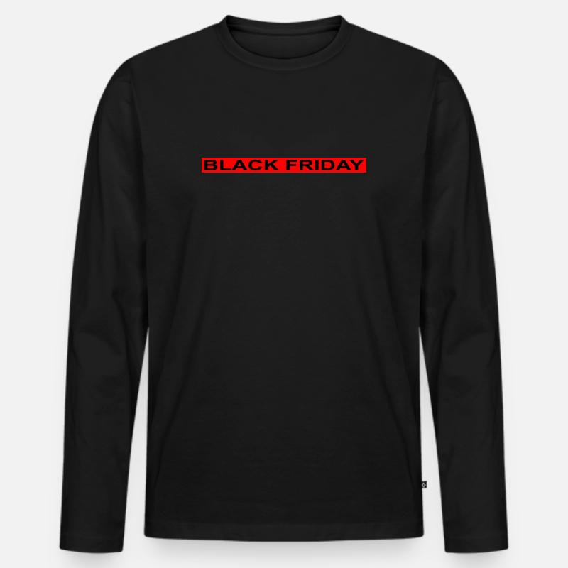 Black Friday roter Streifen - Männer Premium Bio Langarmshirt - Schwarz