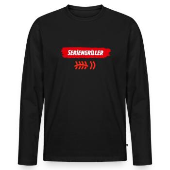 Bratort Seriengriller Männer - Männer Premium Bio Langarmshirt - Schwarz - Vorne - Nico (187cm)
