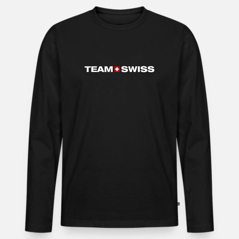 Team Schweiz - Männer Premium Bio Langarmshirt - Schwarz