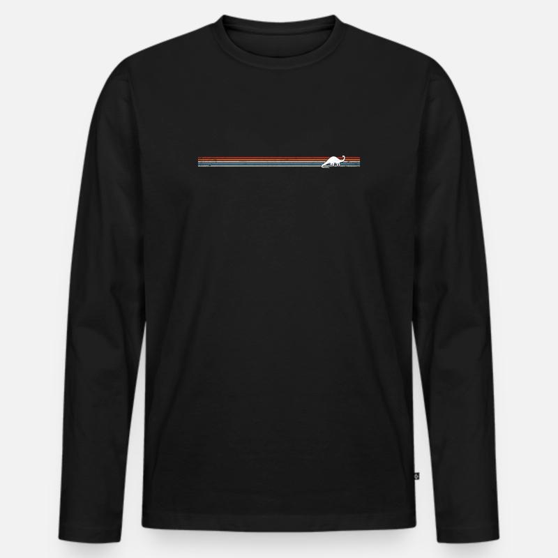 Retro Brontosaurus - Männer Premium Bio Langarmshirt - Schwarz