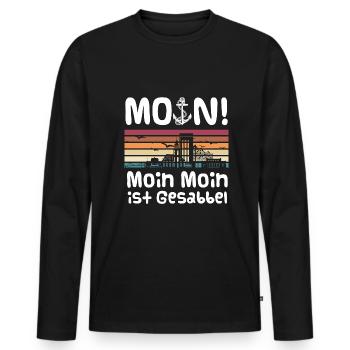 Moin Moin ist gesabbel Retro Hamburg Skyline Hafen - Männer Premium Bio Langarmshirt - Schwarz - Vorne - Nico (187cm)