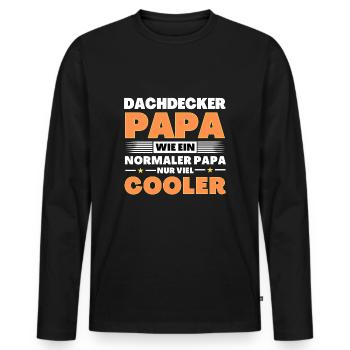 Dachdecker Papa wie ein normaler nur viel cooler - Männer Premium Bio Langarmshirt - Schwarz - Vorne - Nico (187cm)