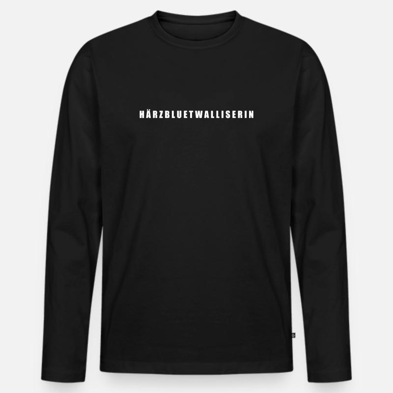 Härzbluetwalliserin Walliserin Schweiz - Männer Premium Bio Langarmshirt - Schwarz