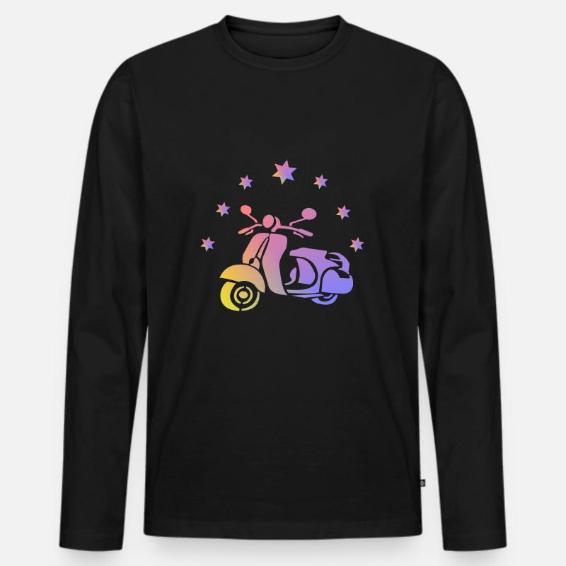 Retro Roller - Männer Premium Bio Langarmshirt - Schwarz