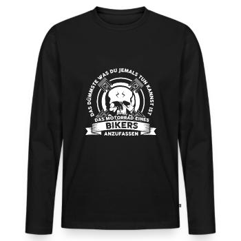 Biker Motorrad anfassen Geschenk Herren Damen - Männer Premium Bio Langarmshirt - Schwarz - Vorne - Nico (187cm)
