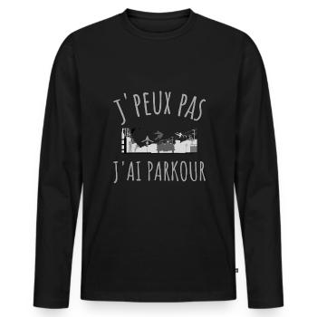 Je peux pas j'ai parkour humour sport - T-shirt manches longues Premium bio Homme - noir - Devant - Nico (187cm)