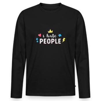 I Hate People - Men's Premium Organic Long Sleeve Shirt - black - Front - Nico (187cm)