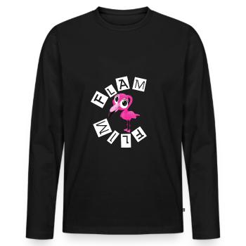 Rosa Süßer Niedlicher Flim Flam Flamingo Vogel - Männer Premium Bio Langarmshirt - Schwarz - Vorne - Nico (187cm)
