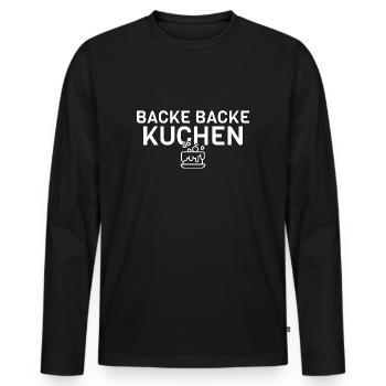 Backe backe Kuchen | Hobby Bäckerin Bäcker Torte - Männer Premium Bio Langarmshirt - Schwarz - Vorne - Nico (187cm)