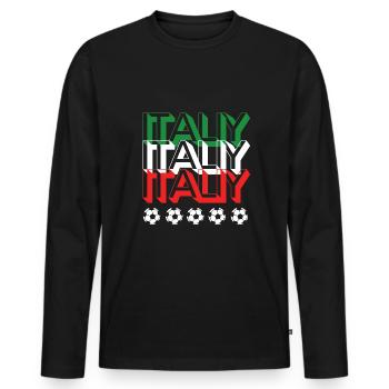 Italy football - T-shirt manches longues Premium bio Homme - noir - Devant - Nico (187cm)