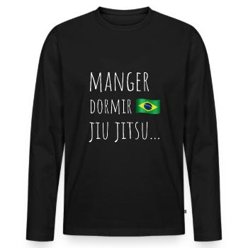 jiujitsu art martial - T-shirt manches longues Premium bio Homme - noir - Devant - Nico (187cm)