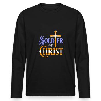 Soldier of Christ - Men's Premium Organic Long Sleeve Shirt - black - Front - Nico (187cm)