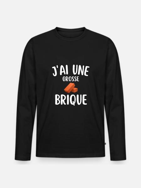maçon brique humour - T-shirt manches longues Premium bio Homme - noir