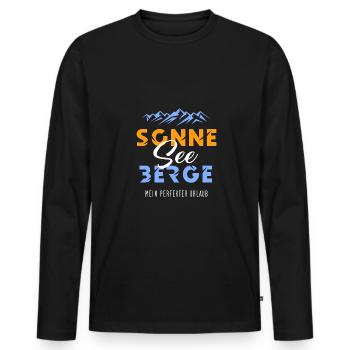 Sonne See und Berge - Männer Premium Bio Langarmshirt - Schwarz - Vorne - Nico (187cm)