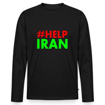 Help iran - Men's Premium Organic Long Sleeve Shirt - black - Front - Nico (187cm)