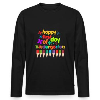 Happy first day of kindergarten - Men's Premium Organic Long Sleeve Shirt - black - Front - Nico (187cm)