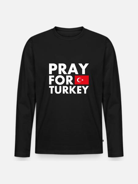Pray for turkey - Men's Premium Organic Long Sleeve Shirt - black