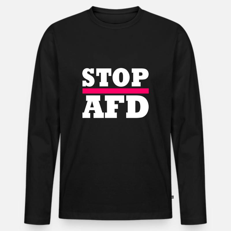 Stop afd - Männer Premium Bio Langarmshirt - Schwarz