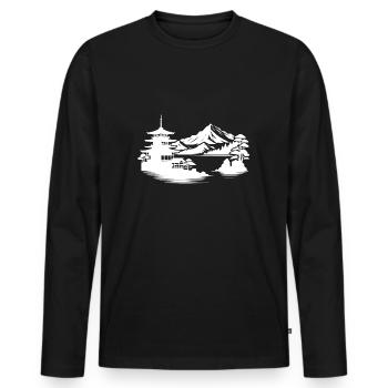 Japanese House Asian Landscape Design - Men's Premium Organic Long Sleeve Shirt - black - Front - Nico (187cm)