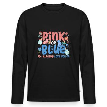 Vintage Pink Or Blue I Already Love You - Men's Premium Organic Long Sleeve Shirt - black - Front - Nico (187cm)