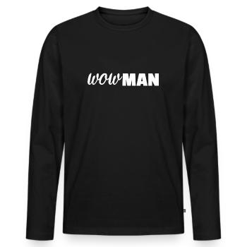Wowman - Frauentag Powerfrau Feminismus Geschenk - Männer Premium Bio Langarmshirt - Schwarz - Vorne - Nico (187cm)