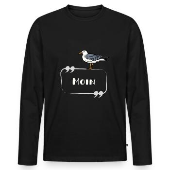 MOIN Möwe - Männer Premium Bio Langarmshirt - Schwarz - Vorne - Nico (187cm)