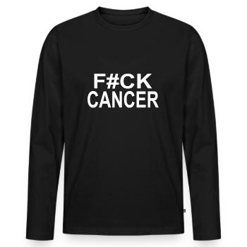 Cancer "Fuck cancer" - Männer Premium Bio Langarmshirt - Schwarz - Vorne - Nico (187cm)