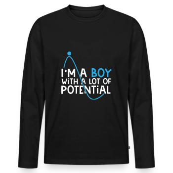 Kind Junge Jungs Geschenk - Männer Premium Bio Langarmshirt - Schwarz - Vorne - Nico (187cm)