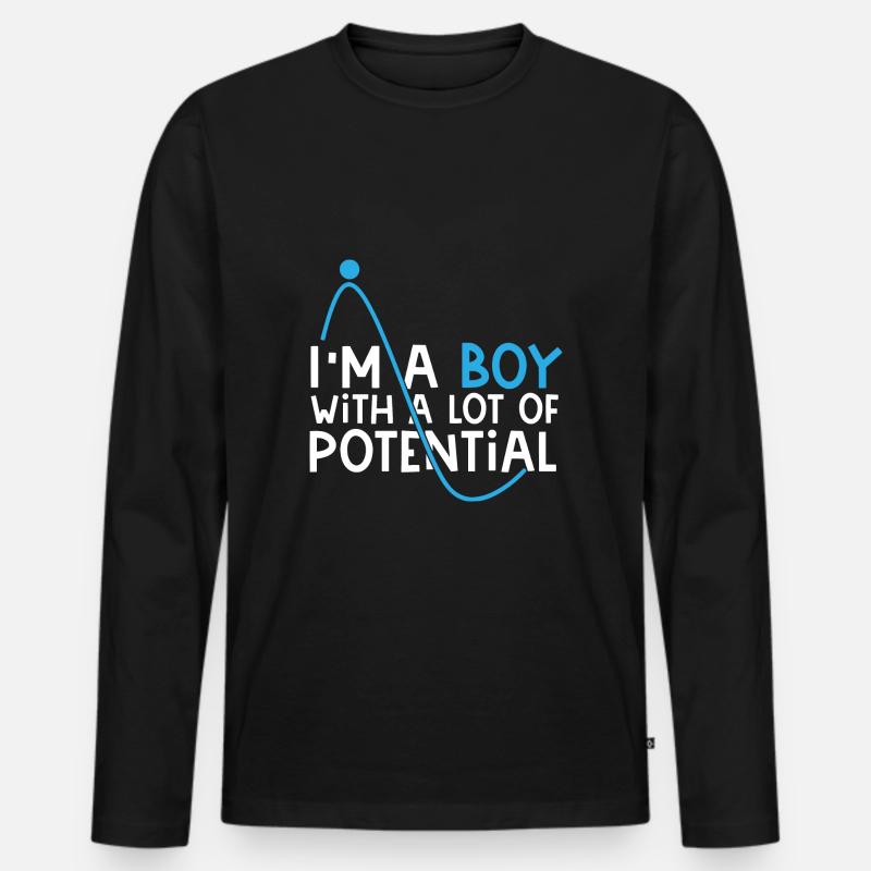 Kind Junge Jungs Geschenk - Männer Premium Bio Langarmshirt - Schwarz