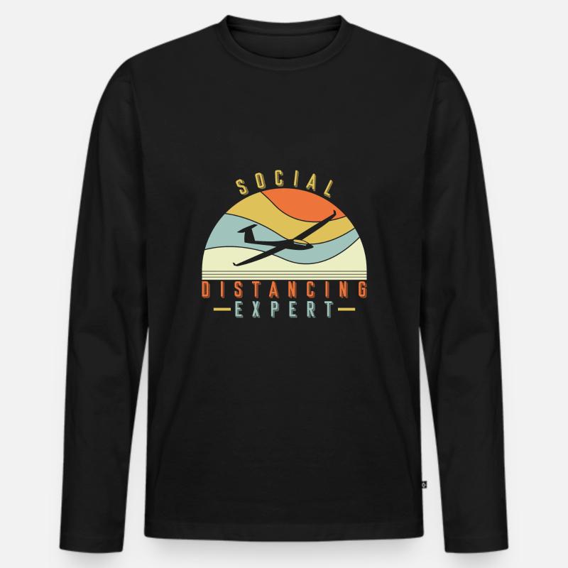 Social Distancing Experte Segelflugzeug - Männer Premium Bio Langarmshirt - Schwarz