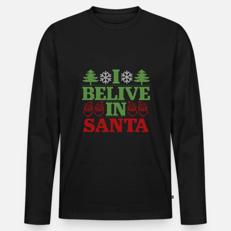 Ich glaube an Santa - Männer Premium Bio Langarmshirt - Schwarz